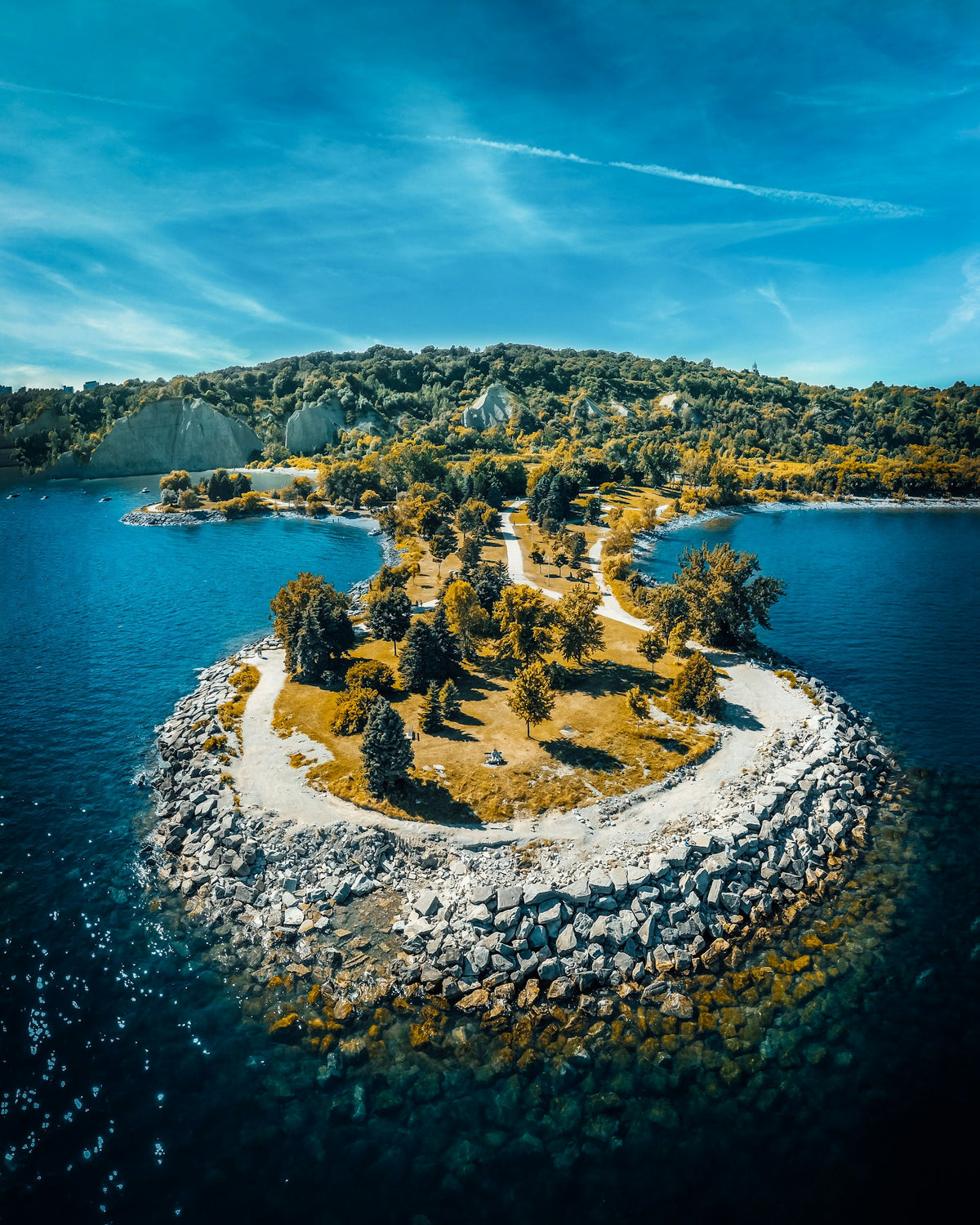 Aerial view of Bluffer's Park Marina in Scarborough